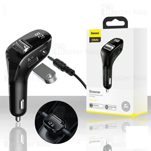 Baseus F40 Bluetooth Car Charger MP3 Dual USB 3A Display Black Images